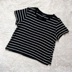 American Eagle Black & White Stripe Cropped Top | Womens XL